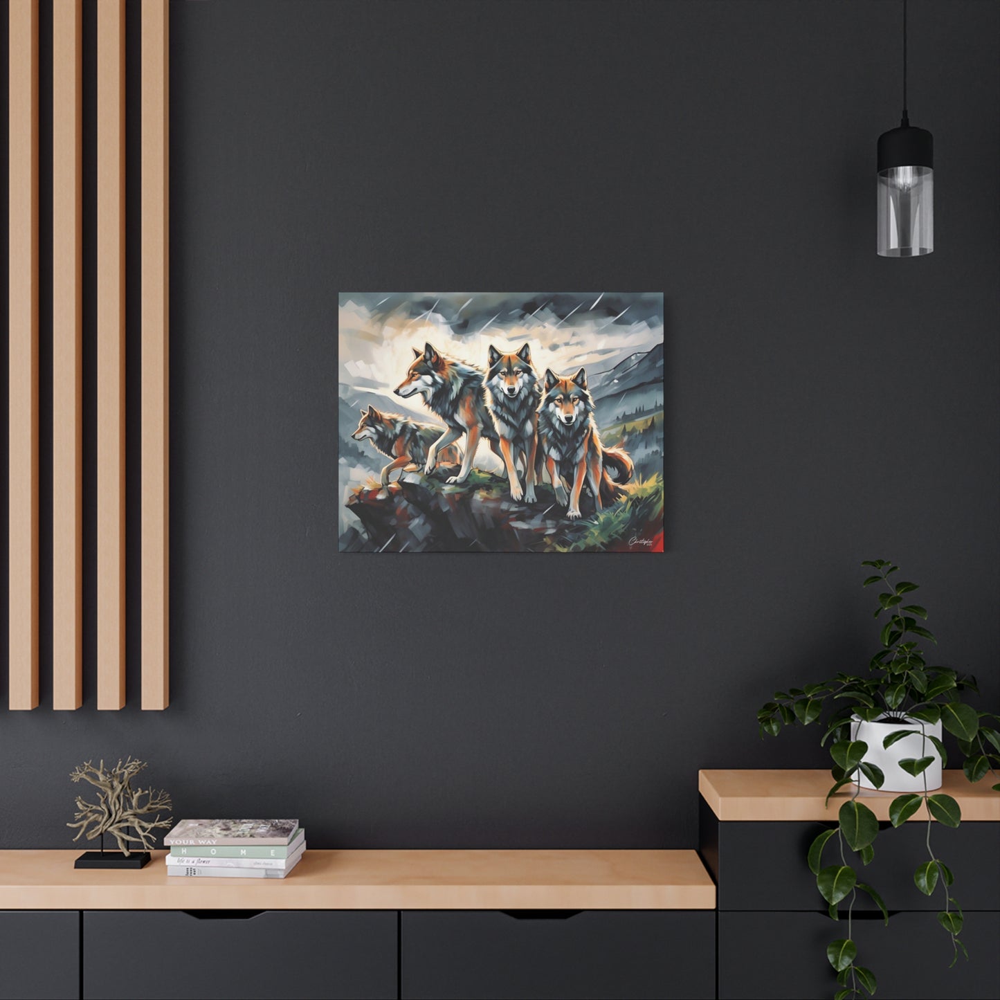 Wolf Family Matte Canvas Art, Home Decor, Animal Lovers Gift, Nature Wall Art, Wildlife Art Print, Outdoor Enthusiasts Decor