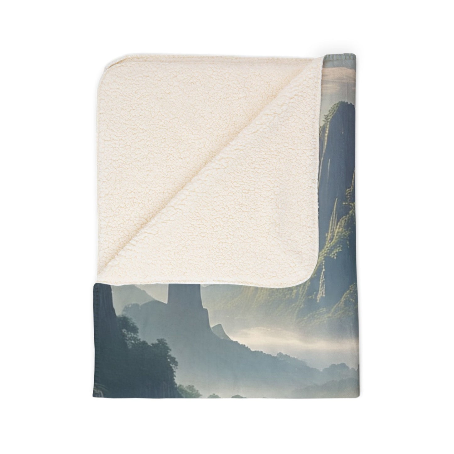 Serene Landscape Fleece Sherpa Blanket, Cozy Throw for Home, Gift for Nature Lovers, Perfect for Relaxing, Camping, or Movie Nights