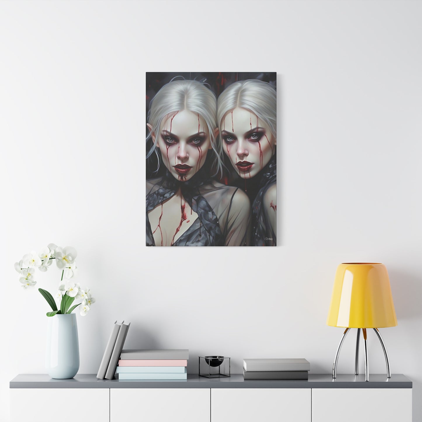 Gothic Canvas Art Print, Dark Fantasy Wall Decor, Horror Art, Halloween Home Decor, Vampire Artwork, Unique Gift for Spooky Season
