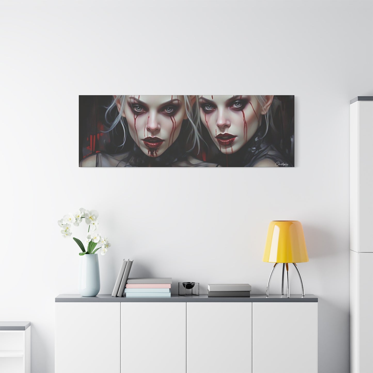 Gothic Canvas Art Print, Dark Fantasy Wall Decor, Horror Art, Halloween Home Decor, Vampire Artwork, Unique Gift for Spooky Season