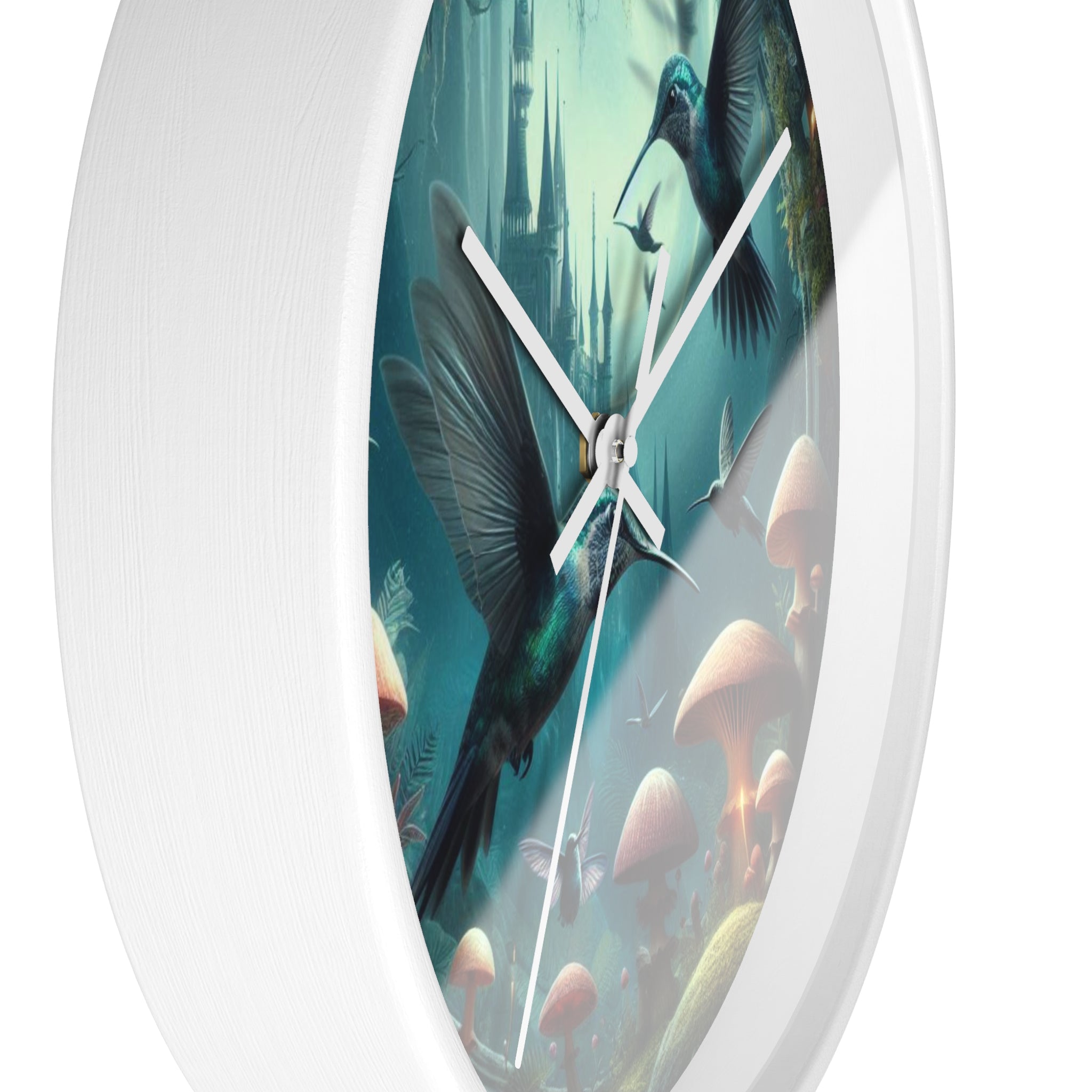Whimsical Hummingbird Wall Clock - Enchanted Forest Decor, Home Office, Gift for Nature Lovers, Vintage Art, Unique Timepiece