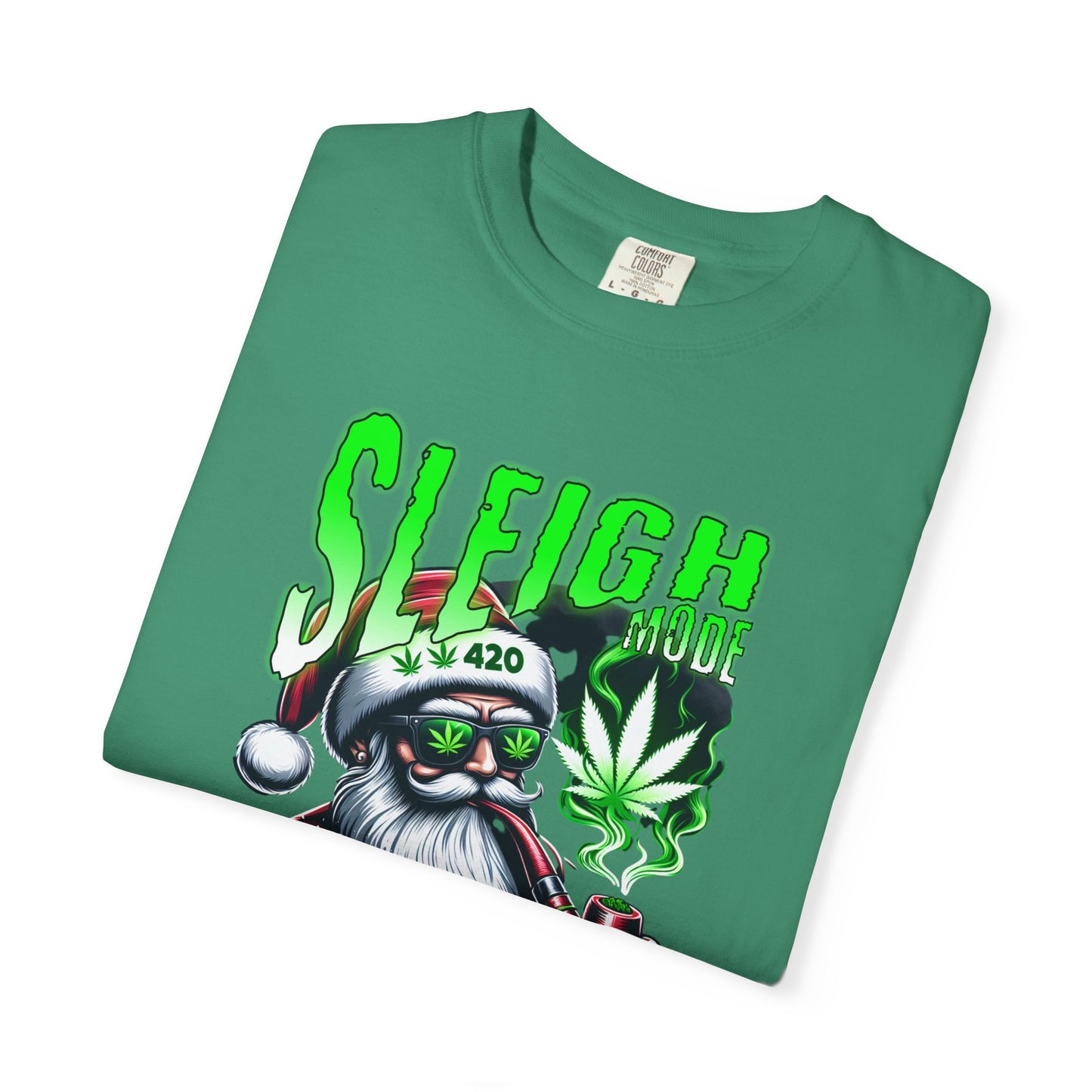 Sleigh Joe Graphic Tee, Unisex Holiday T-Shirt, Funny Christmas Shirt, Cannabis Santa Gift, Unique Tee for Parties