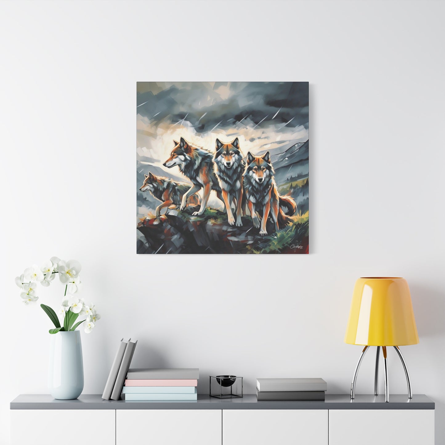 Wolf Family Matte Canvas Art, Home Decor, Animal Lovers Gift, Nature Wall Art, Wildlife Art Print, Outdoor Enthusiasts Decor