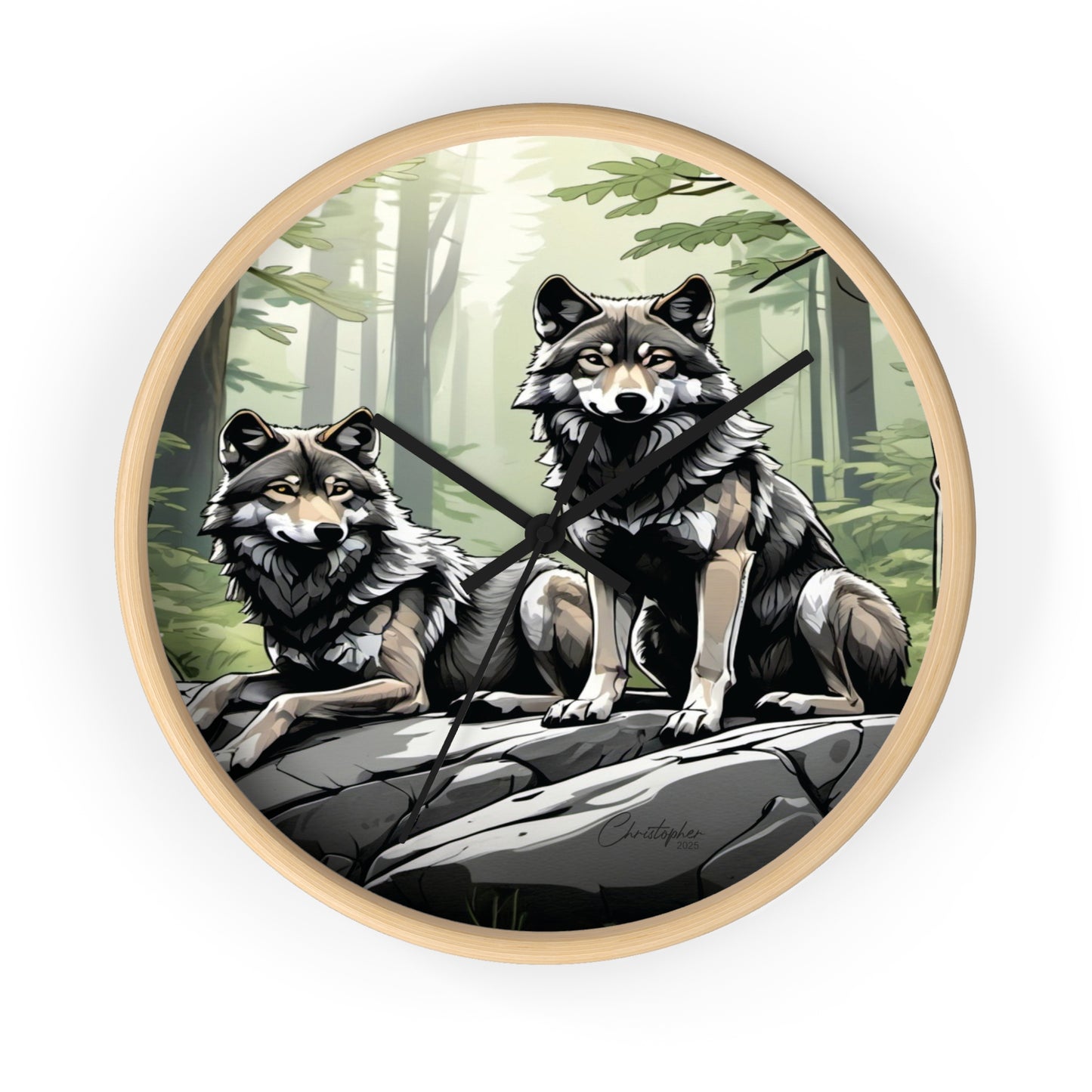 Wolf Pack Wall Clock, Nature Decor, Rustic Home Accent, Wildlife Gift, Forest Themed Clock, Animal Lover Decor