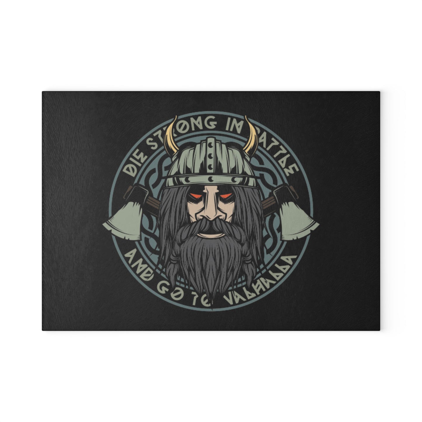 Viking Glass Cutting Board - 'Be Strong in Battle' Kitchen Decor