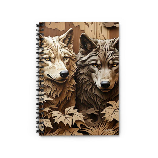 Woodland Wolves Spiral Notebook - Nature Art Journal, Gift for Animal Lovers, Eco-Friendly Notepad, Cute Stationery, Unique Writing Pad