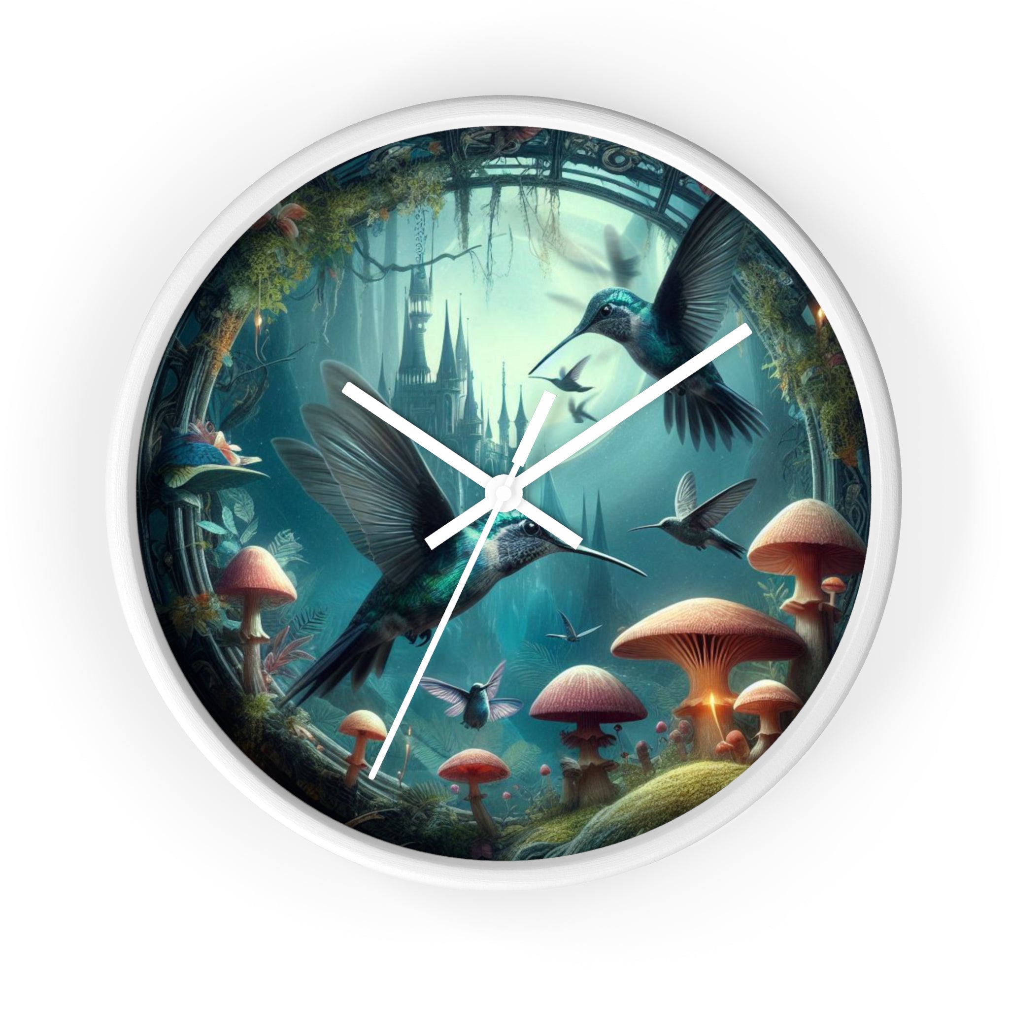 Whimsical Hummingbird Wall Clock - Enchanted Forest Decor, Home Office, Gift for Nature Lovers, Vintage Art, Unique Timepiece