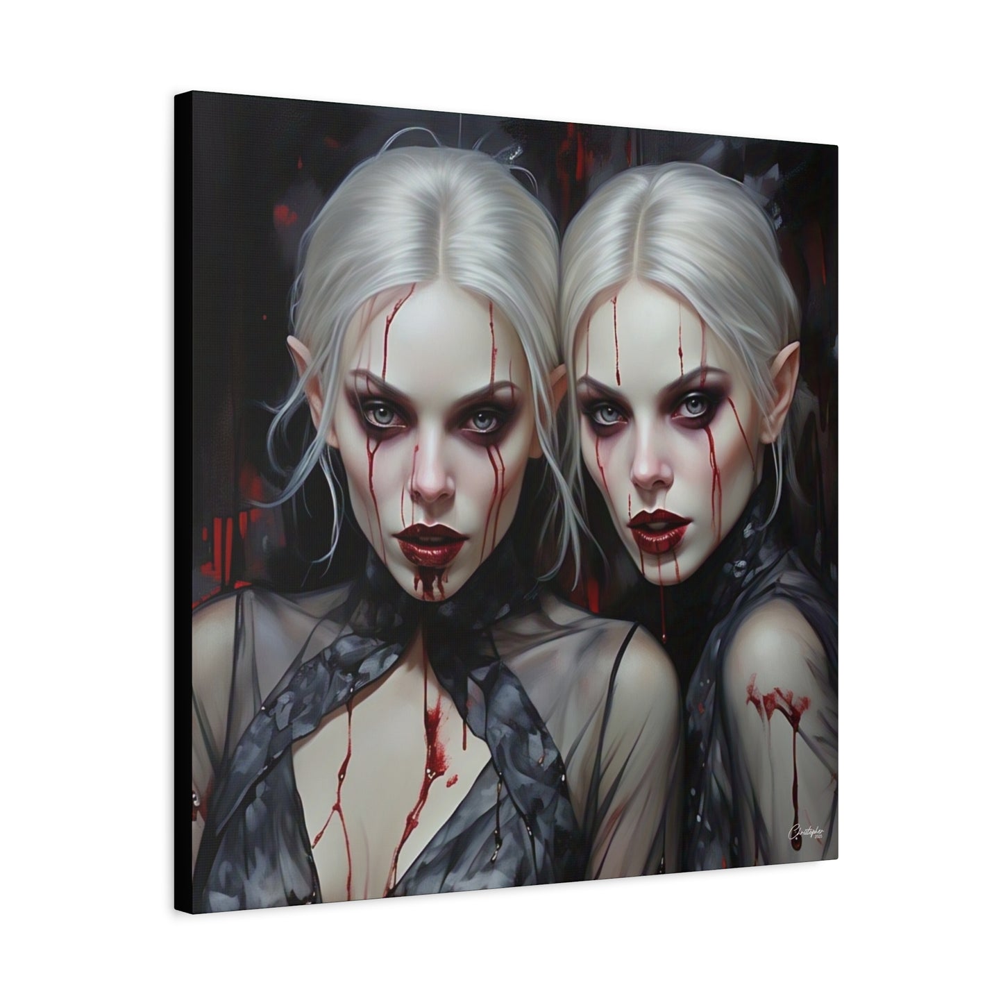 Gothic Canvas Art Print, Dark Fantasy Wall Decor, Horror Art, Halloween Home Decor, Vampire Artwork, Unique Gift for Spooky Season