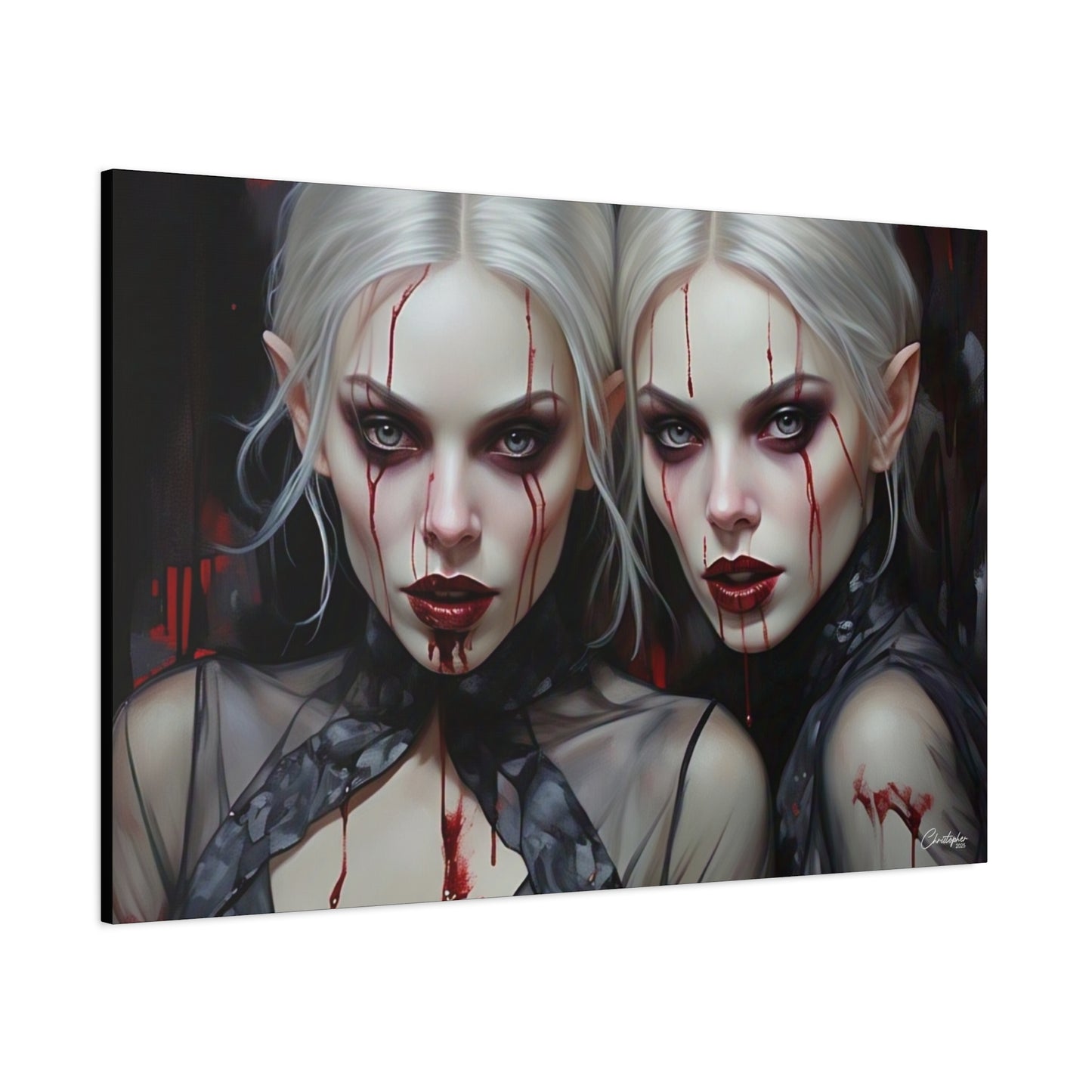Gothic Canvas Art Print, Dark Fantasy Wall Decor, Horror Art, Halloween Home Decor, Vampire Artwork, Unique Gift for Spooky Season
