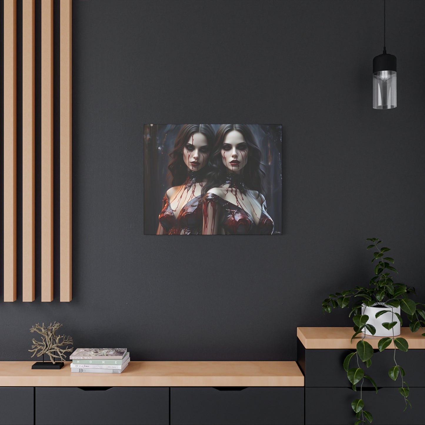 Gothic Vampire Canvas Art, Wall Decor, Horror Artwork, Halloween Home Decor, Spooky Room Accent, Unique Gift Idea