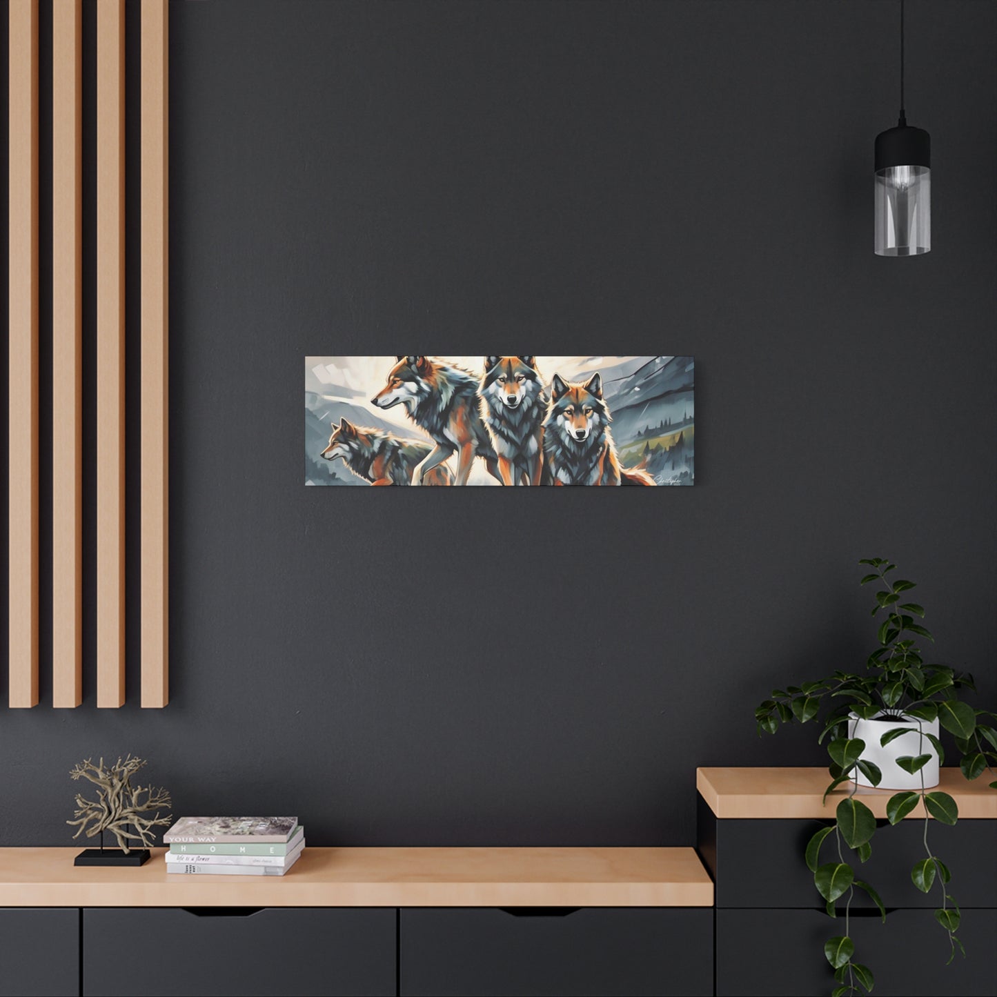 Wolf Family Matte Canvas Art, Home Decor, Animal Lovers Gift, Nature Wall Art, Wildlife Art Print, Outdoor Enthusiasts Decor