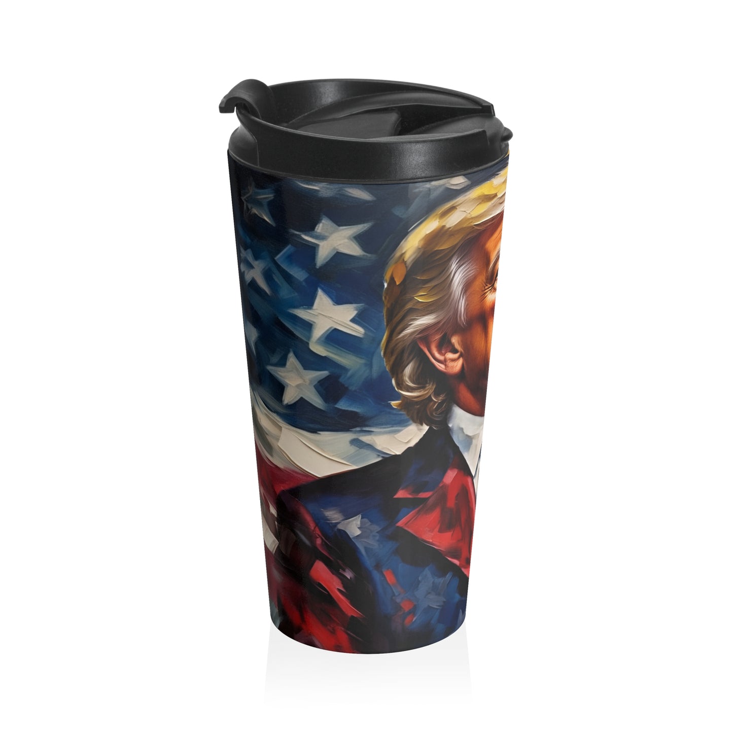 Patriotic Stainless Steel Travel Mug, American Flag Mug, Travel Coffee Cup, Gift for Veterans, Politician Tribute Mug