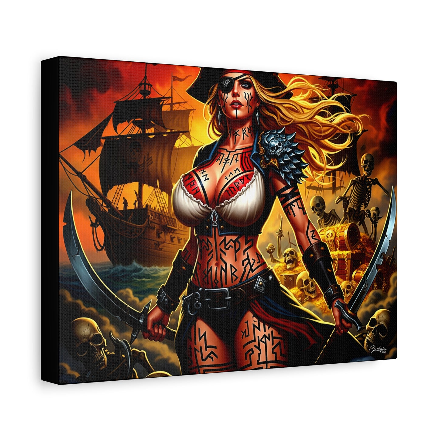 Bold Pirate Canvas Print, Nautical Wall Art, Gothic Home Decor, Pirate Lover Gift, Spooky Halloween Decoration, Adventure Wall Hanging