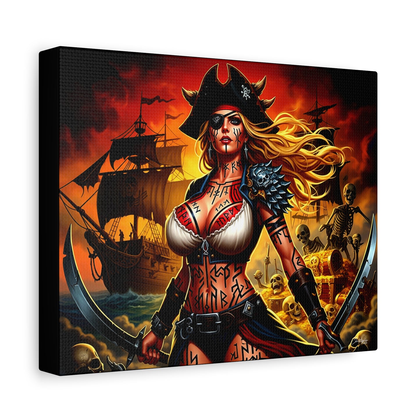 Bold Pirate Canvas Print, Nautical Wall Art, Gothic Home Decor, Pirate Lover Gift, Spooky Halloween Decoration, Adventure Wall Hanging