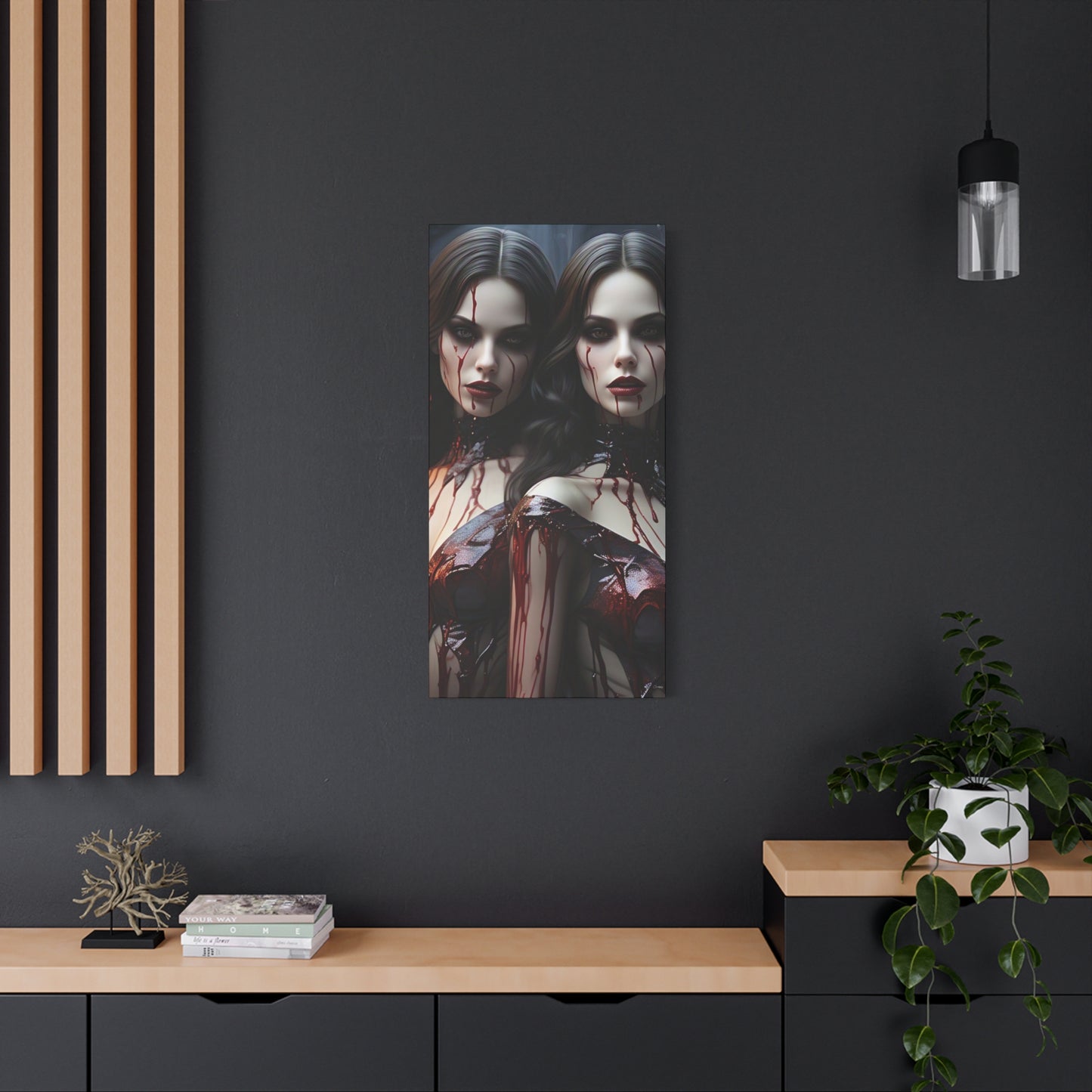 Gothic Vampire Canvas Art, Wall Decor, Horror Artwork, Halloween Home Decor, Spooky Room Accent, Unique Gift Idea