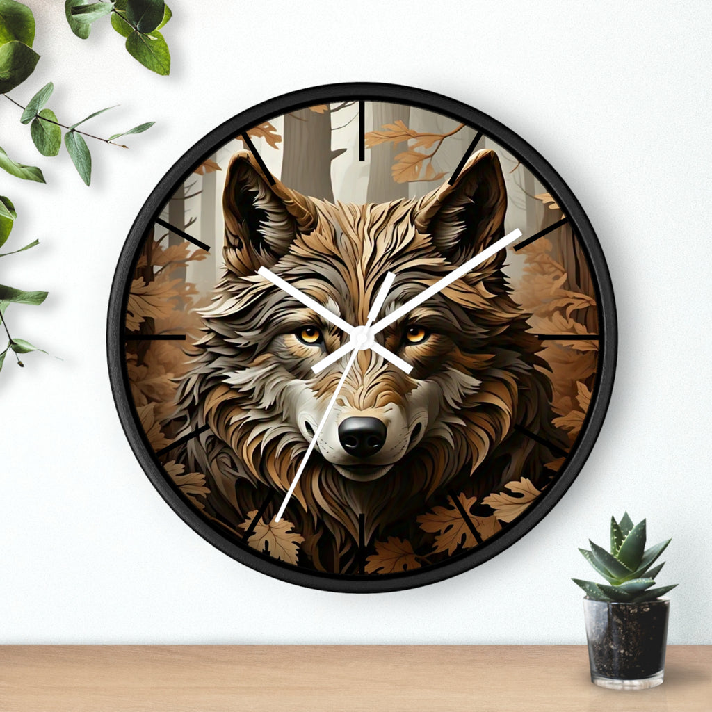 Wolf-Themed Wall Clock | Rustic Home Decor, Animal Lovers Gift, Woodland Lodge Accent, Nature-Inspired Wall Art, Unique Timepiece
