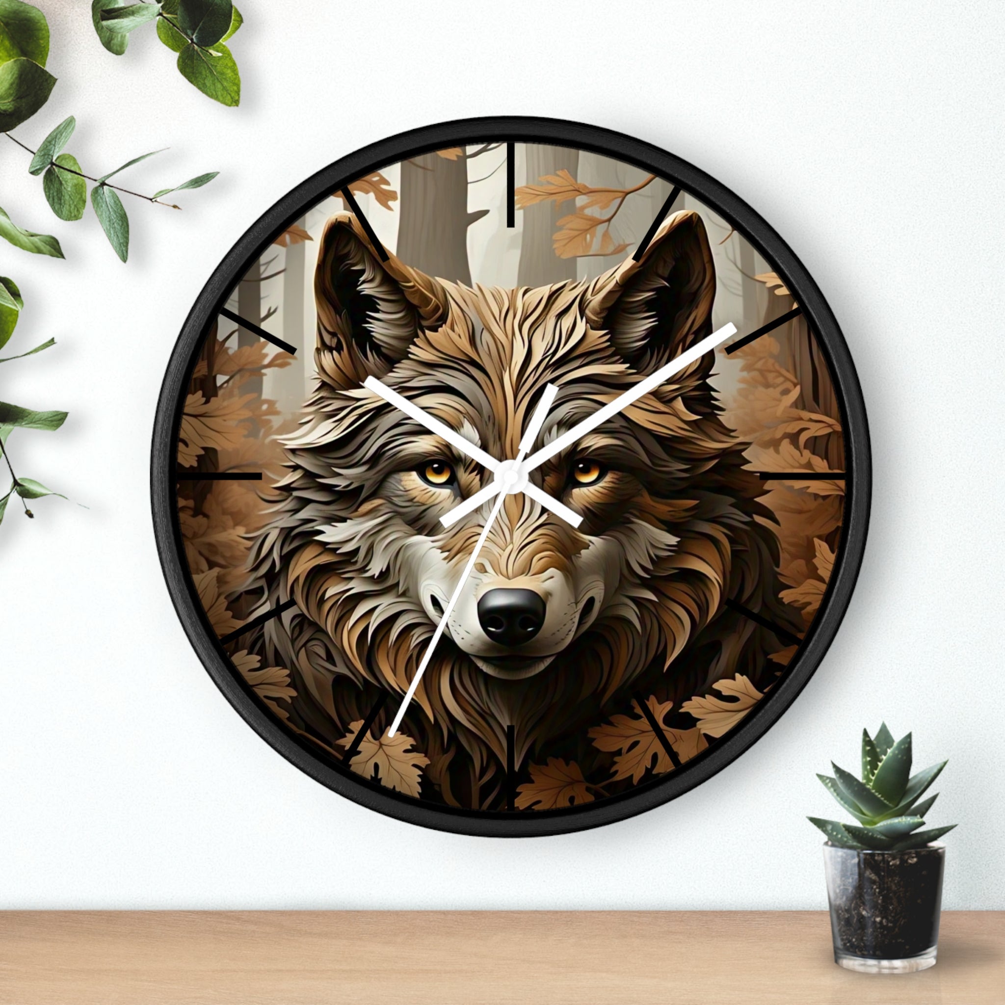 Wolf-Themed Wall Clock | Rustic Home Decor, Animal Lovers Gift, Woodland Lodge Accent, Nature-Inspired Wall Art, Unique Timepiece