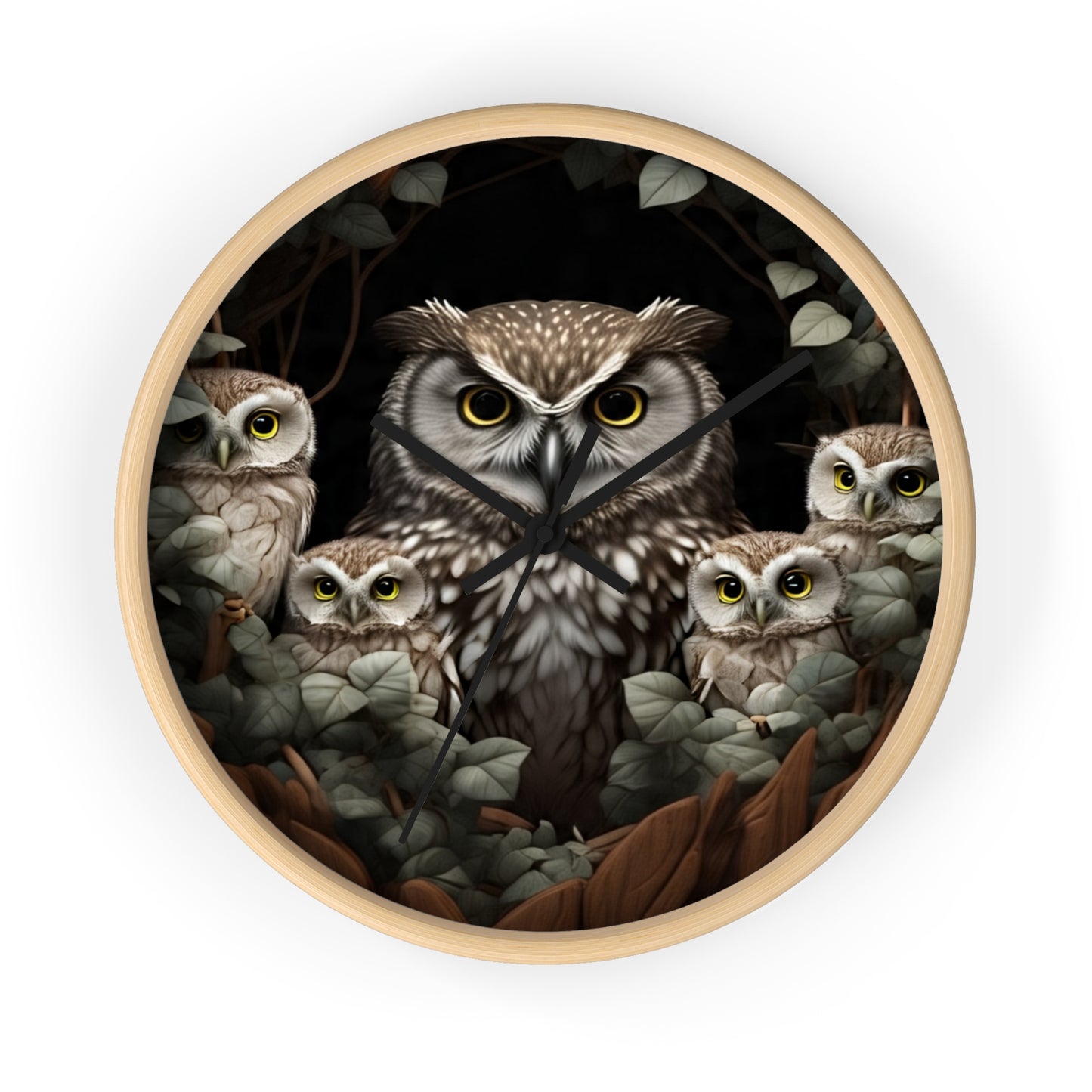 Charming Owl Family Wall Clock, Cute Owl Decor, Nature Lover Gift, Woodland Home Decor, Perfect for Kids Rooms or Bird Enthusiasts