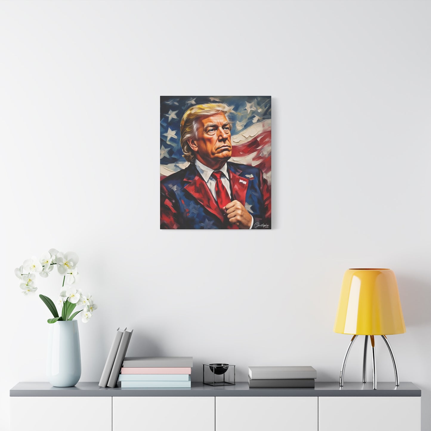 Patriotic Canvas Art, Stretched Wall Decor, Home Office, Gifts for Republicans, Political Enthusiasts, Americana Artwork
