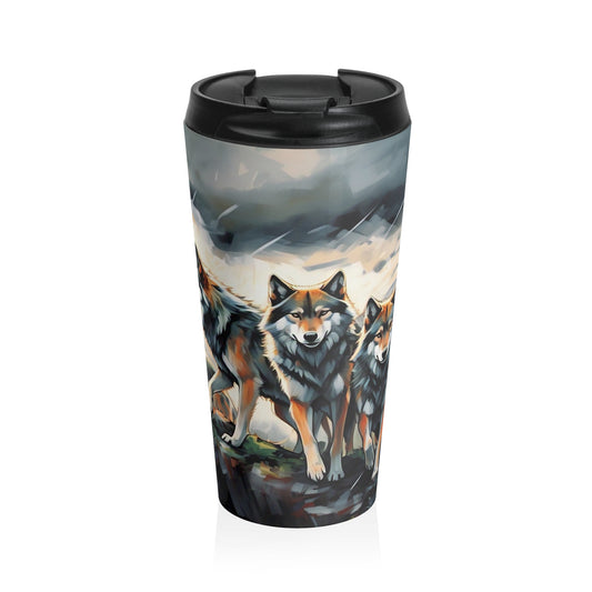 Adventure-Ready Stainless Steel Travel Mug - Wolf Design, Perfect for Outdoor Lovers, Gifts for Nature Enthusiasts, Camping and Hiking