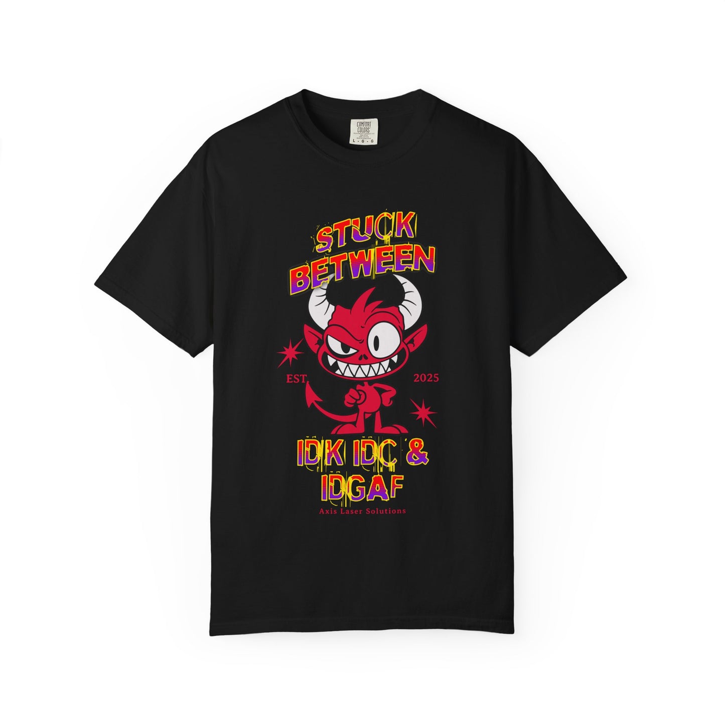 Vivid Graphic Tee with Playful Devil Design, Unisex Casual T-shirt, Perfect for Halloween & Fun Events, Gift for Friends, Trendy Streetwear