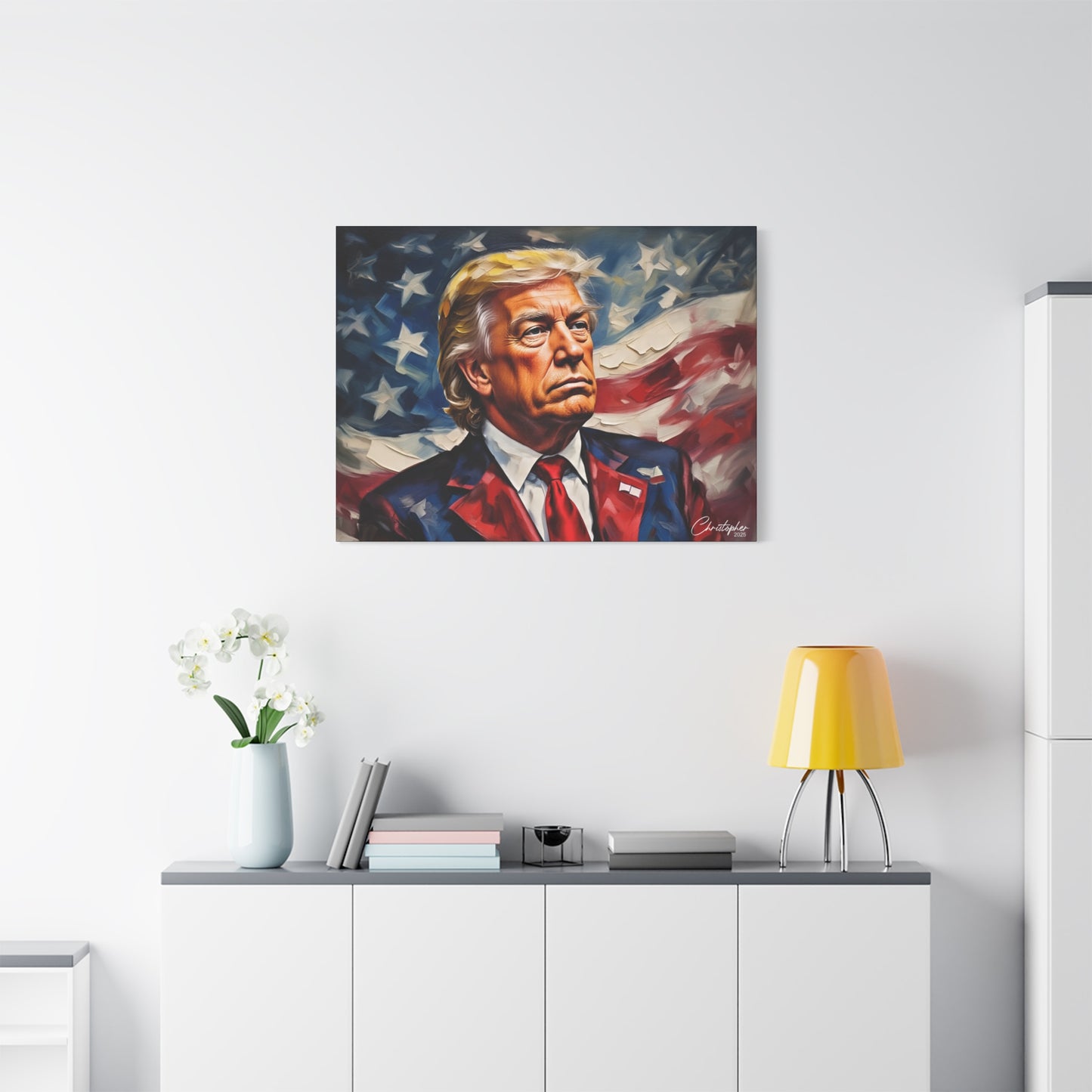 Patriotic Canvas Art, Stretched Wall Decor, Home Office, Gifts for Republicans, Political Enthusiasts, Americana Artwork