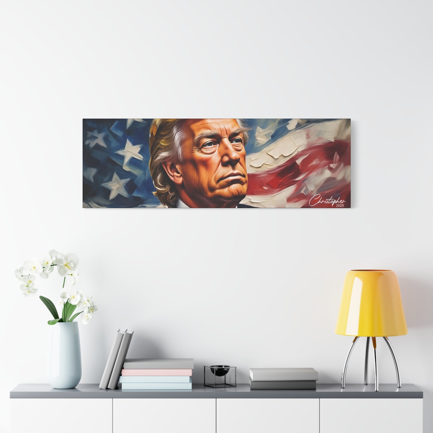 Patriotic Canvas Art, Stretched Wall Decor, Home Office, Gifts for Republicans, Political Enthusiasts, Americana Artwork