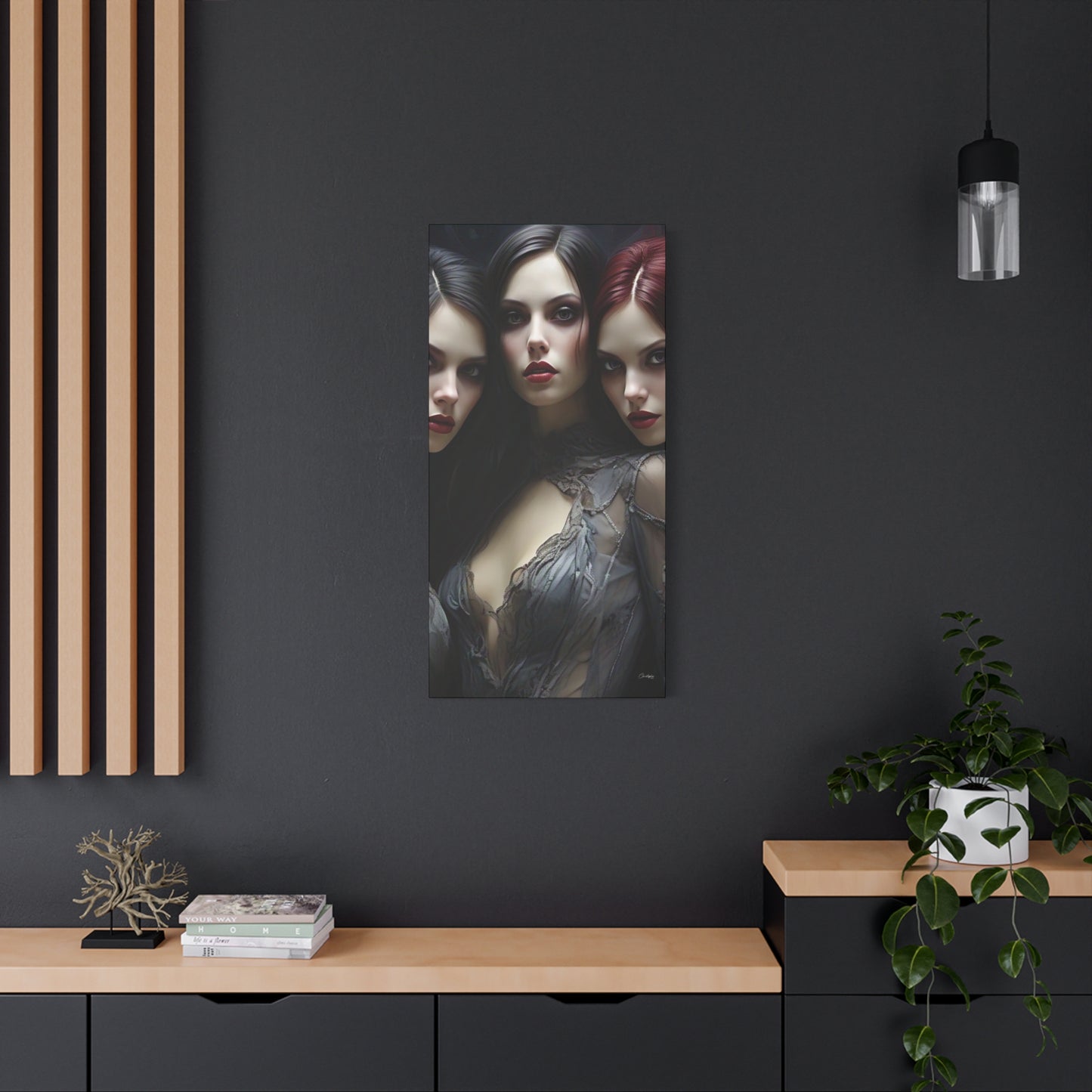 Gothic Wall Art Canvas, Fantasy Home Decor, Unique Gift for Halloween, Witchy Vibe Art, Dark Aesthetic Room Decor