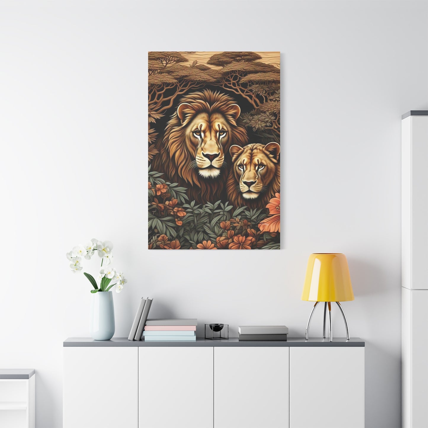 Majestic Lion Family Canvas Wall Art, Animal Lovers Decor, Wildlife Home Accent, Gift for Nature Enthusiasts, Meaningful Family Art