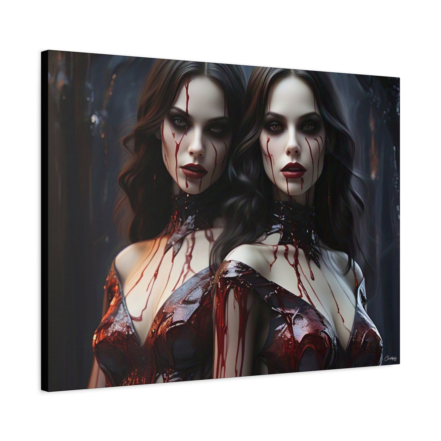 Gothic Vampire Canvas Art, Wall Decor, Horror Artwork, Halloween Home Decor, Spooky Room Accent, Unique Gift Idea