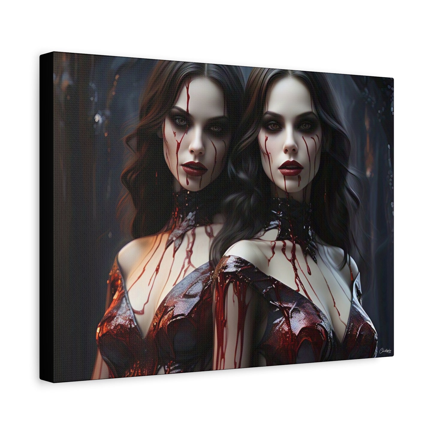 Gothic Vampire Canvas Art, Wall Decor, Horror Artwork, Halloween Home Decor, Spooky Room Accent, Unique Gift Idea