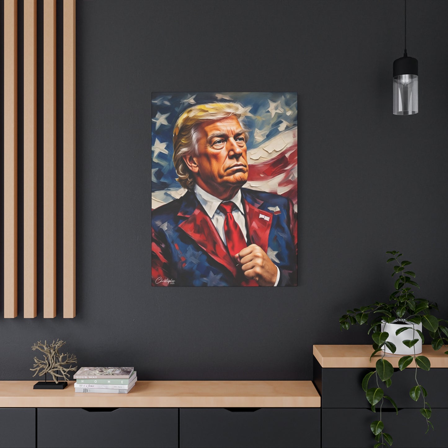 Patriotic Canvas Art, Stretched Wall Decor, Home Office, Gifts for Republicans, Political Enthusiasts, Americana Artwork