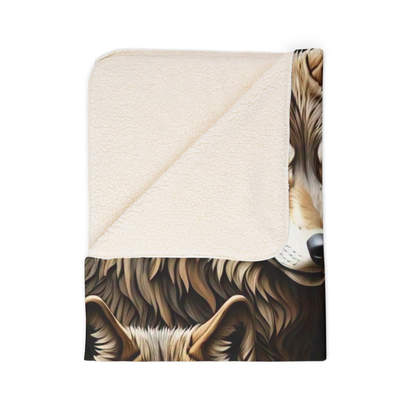 Cozy Wolf Fleece Sherpa Blanket | Wildlife Throw, Cuddle Blanket, Cabin Decor, Gift for Animal Lovers, Camping Essential, Home Comfort