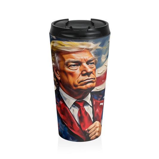 Patriotic Stainless Steel Travel Mug, American Flag Mug, Travel Coffee Cup, Gift for Veterans, Politician Tribute Mug