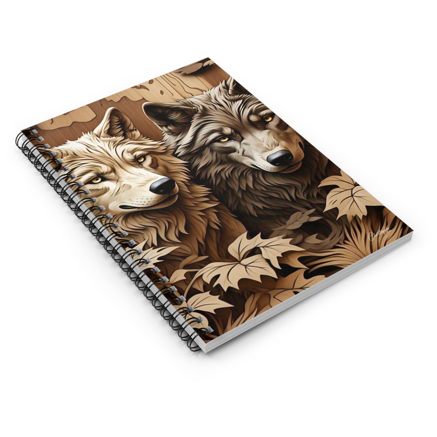 Woodland Wolves Spiral Notebook - Nature Art Journal, Gift for Animal Lovers, Eco-Friendly Notepad, Cute Stationery, Unique Writing Pad