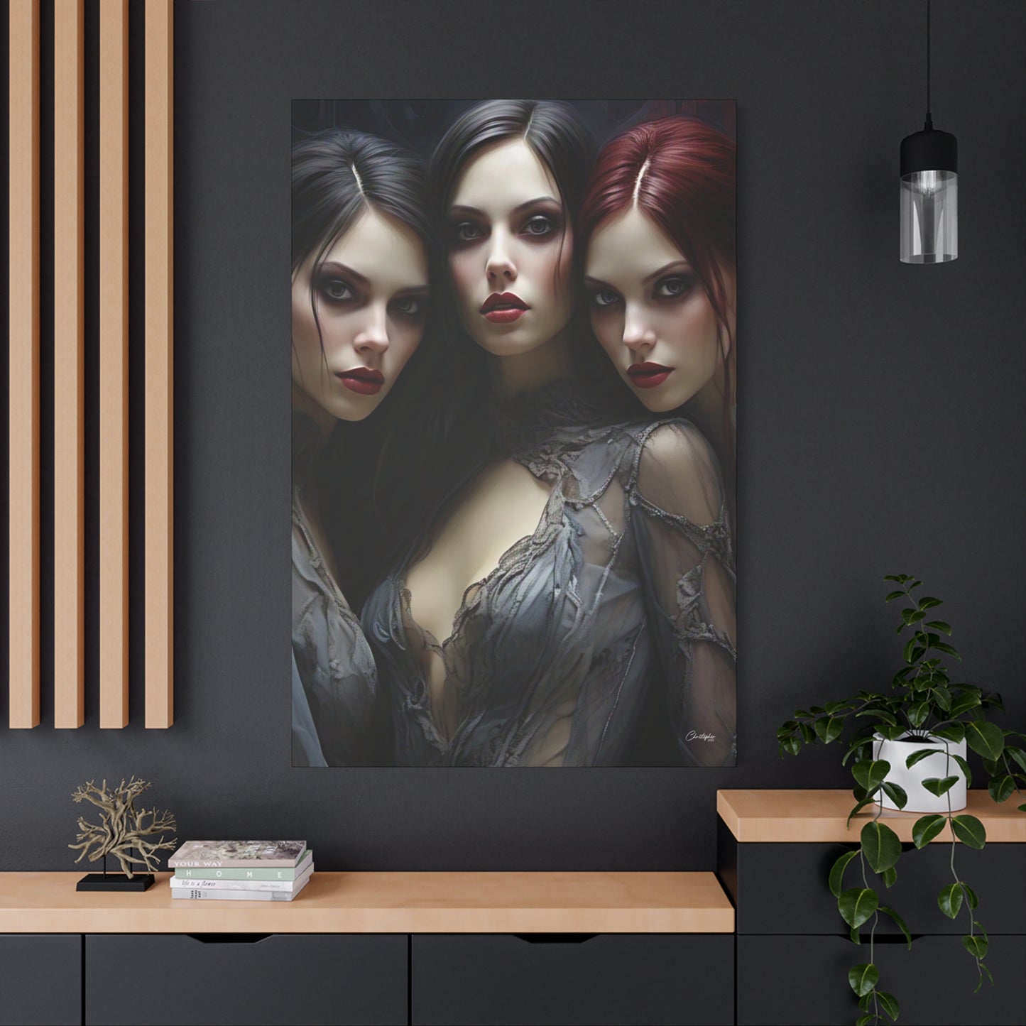 Gothic Wall Art Canvas, Fantasy Home Decor, Unique Gift for Halloween, Witchy Vibe Art, Dark Aesthetic Room Decor
