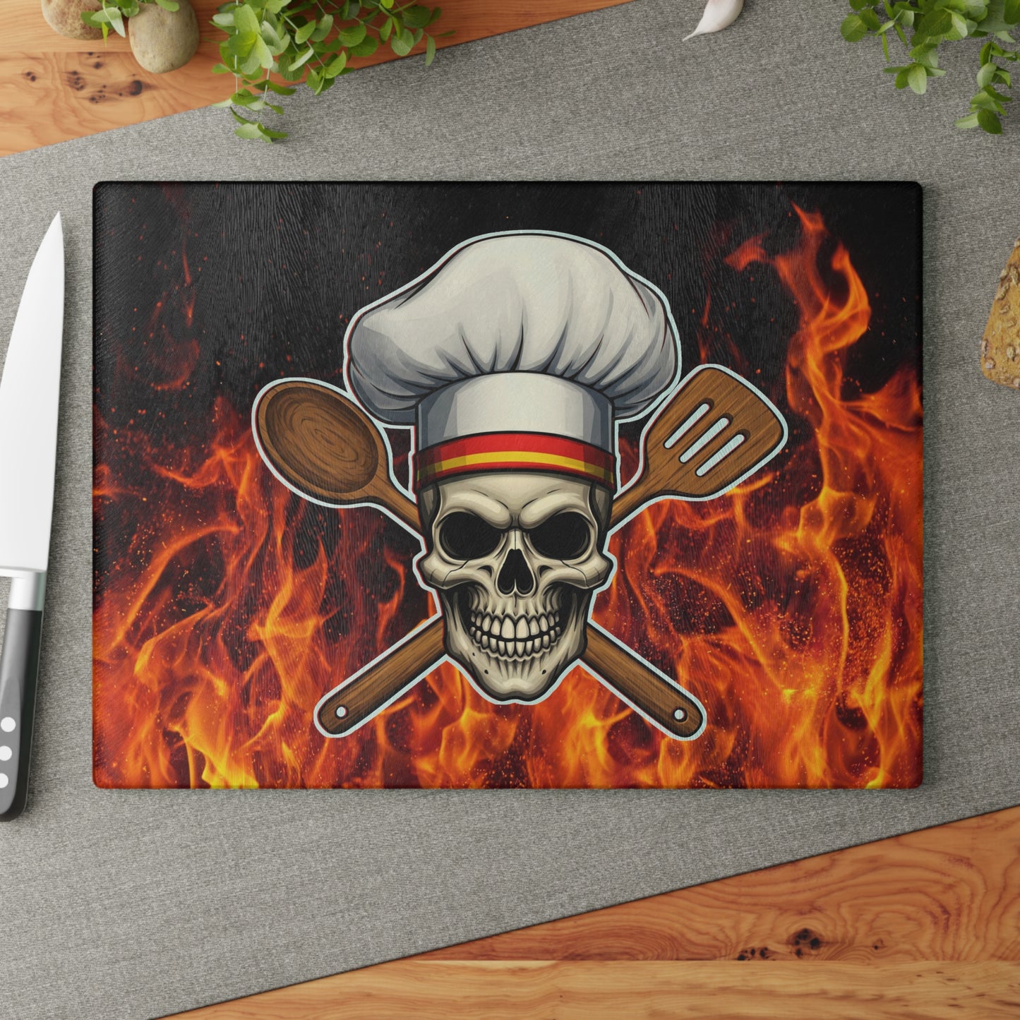 Skull Chef Glass Cutting Board - Perfect for BBQ Lovers and Culinary Enthusiasts