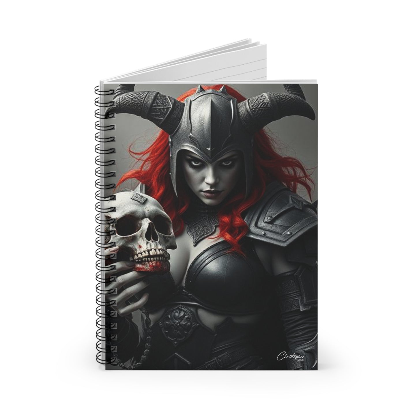 Fierce Warrior Spiral Notebook - Ruled Lines, Fantasy Notebook, Gothic Stationery, Journaling, Gifts for Her, Unique Artwork