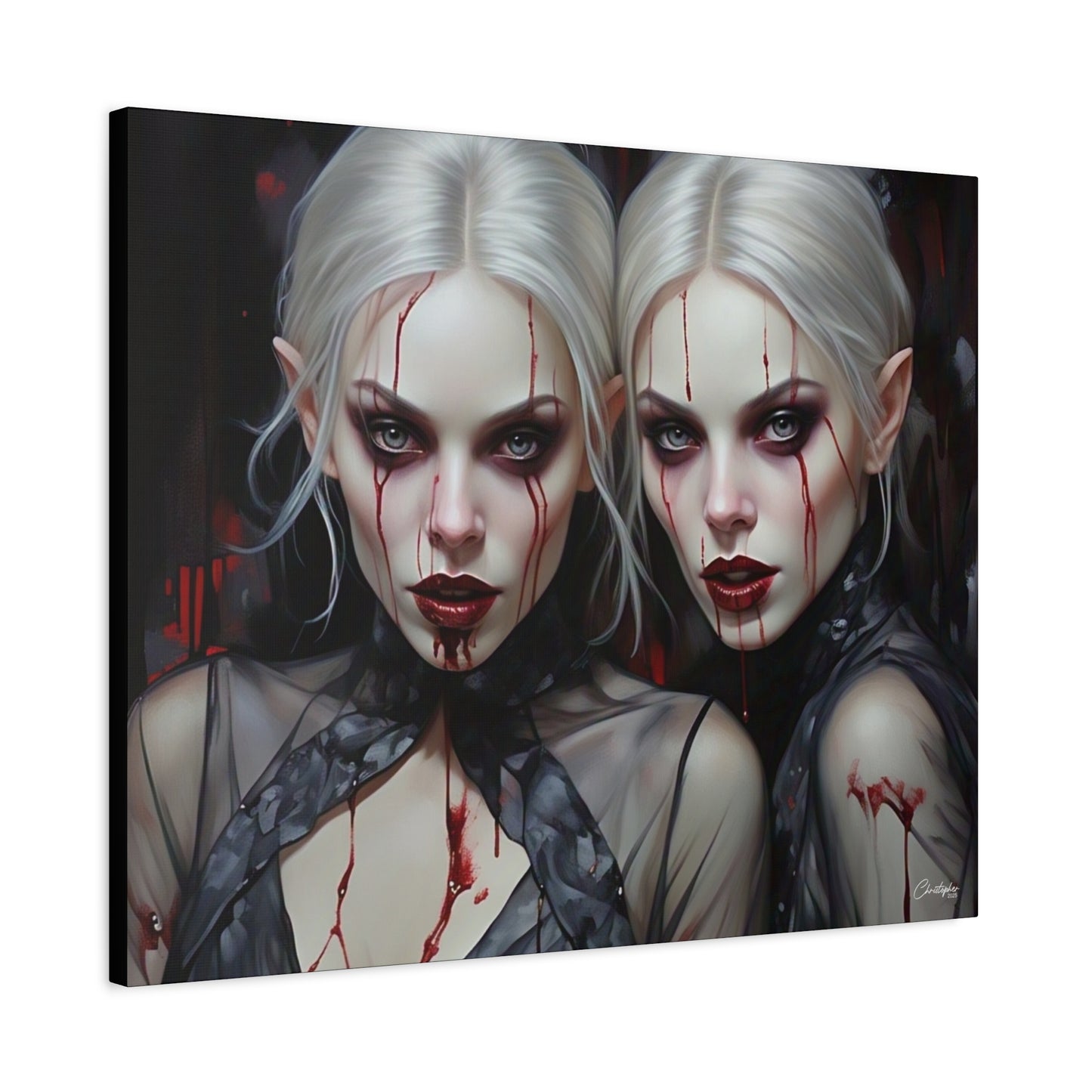 Gothic Canvas Art Print, Dark Fantasy Wall Decor, Horror Art, Halloween Home Decor, Vampire Artwork, Unique Gift for Spooky Season