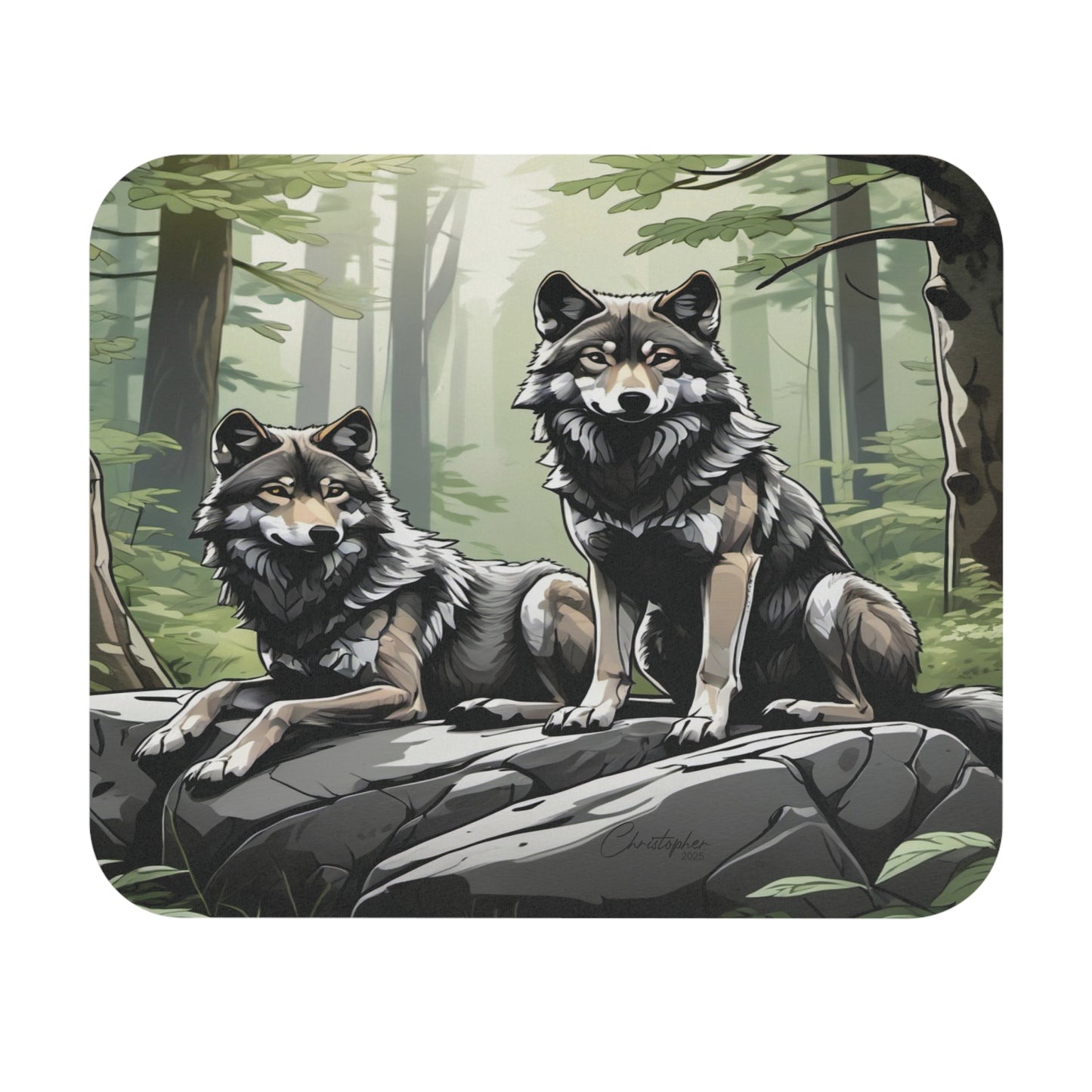 Wolf Themed Rectangle Mouse Pad - Nature Inspired Desk Accessory