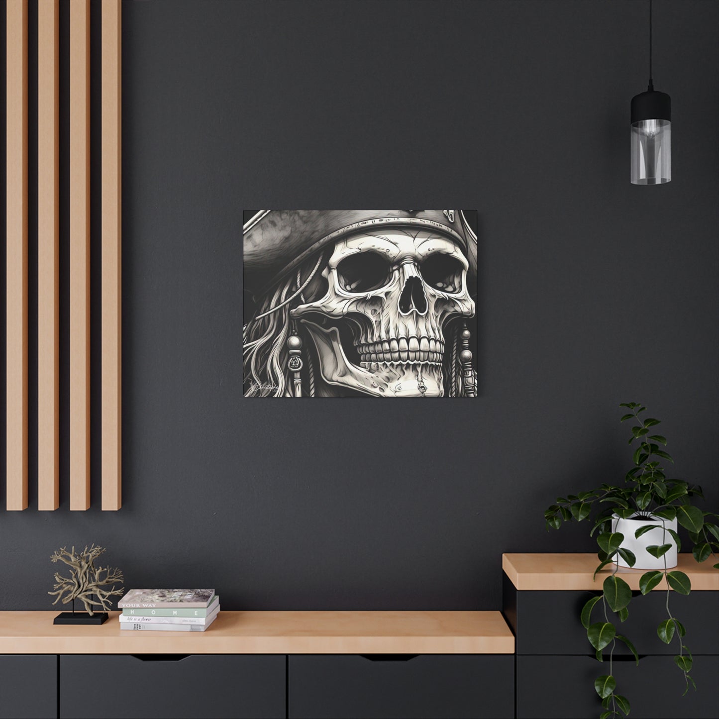 Pirate Skull Canvas Art - Edgy Gothic Decor, Wall Art for Halloween, Gothic Home Decor, Pirate Theme, Gift for Him
