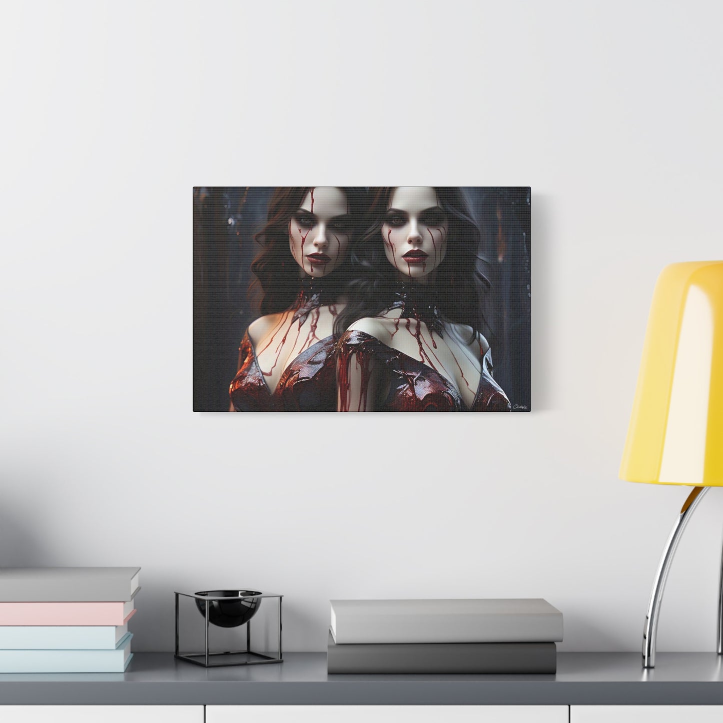 Gothic Vampire Canvas Art, Wall Decor, Horror Artwork, Halloween Home Decor, Spooky Room Accent, Unique Gift Idea