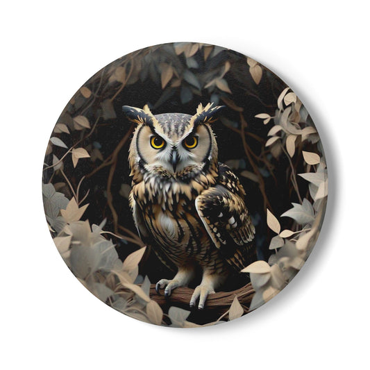 Owl Design Ceramic Coaster, Nature Lover Gift, Rustic Home Decor, Wildlife Coaster Set, Owl Lover Present, Animal Themed Gift