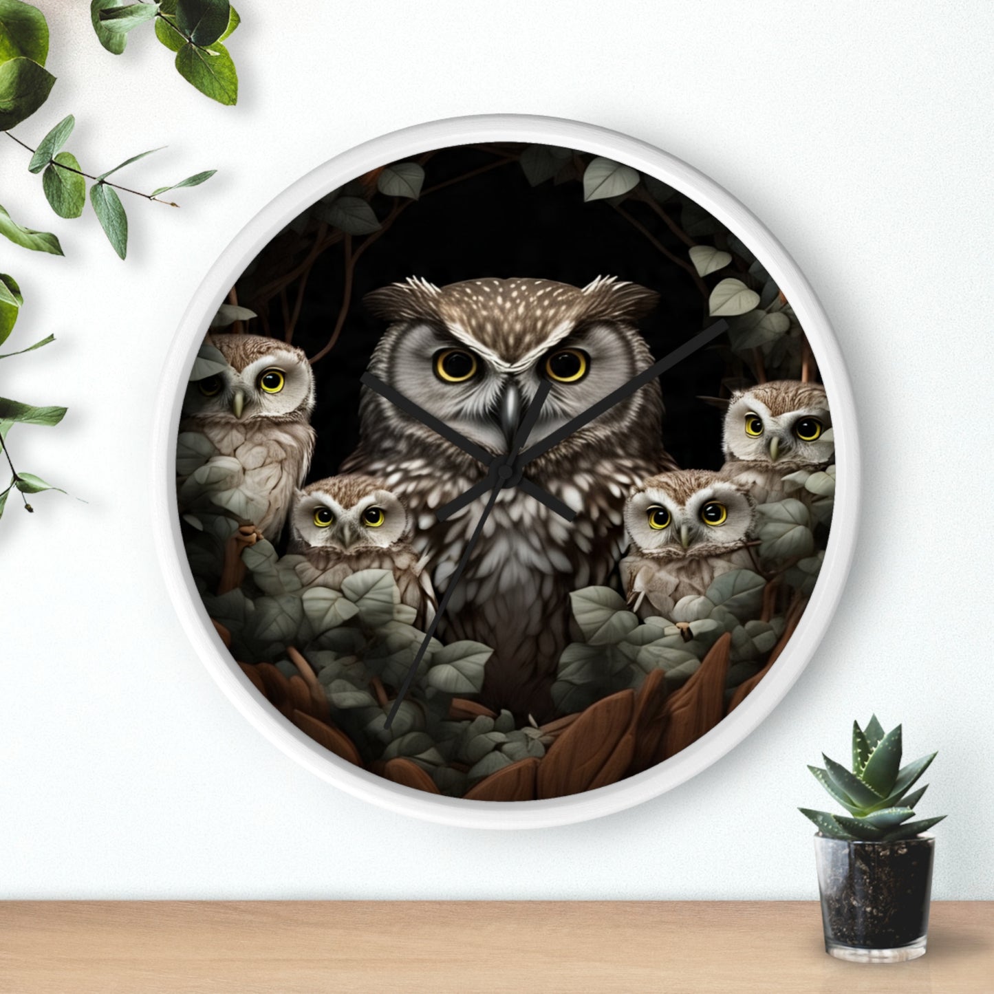Charming Owl Family Wall Clock, Cute Owl Decor, Nature Lover Gift, Woodland Home Decor, Perfect for Kids Rooms or Bird Enthusiasts