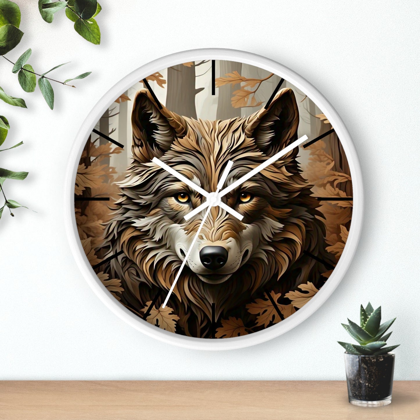 Wolf-Themed Wall Clock | Rustic Home Decor, Animal Lovers Gift, Woodland Lodge Accent, Nature-Inspired Wall Art, Unique Timepiece