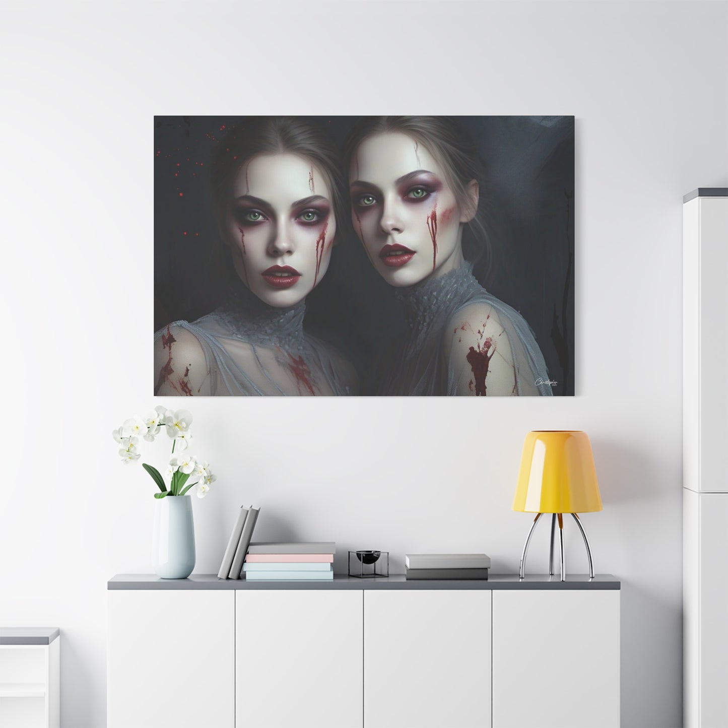 Spooky Art Canvas Print, Matte Canvas, Stretched Wall Decor, Gothic Home Decor, Halloween Art, Unique Gift