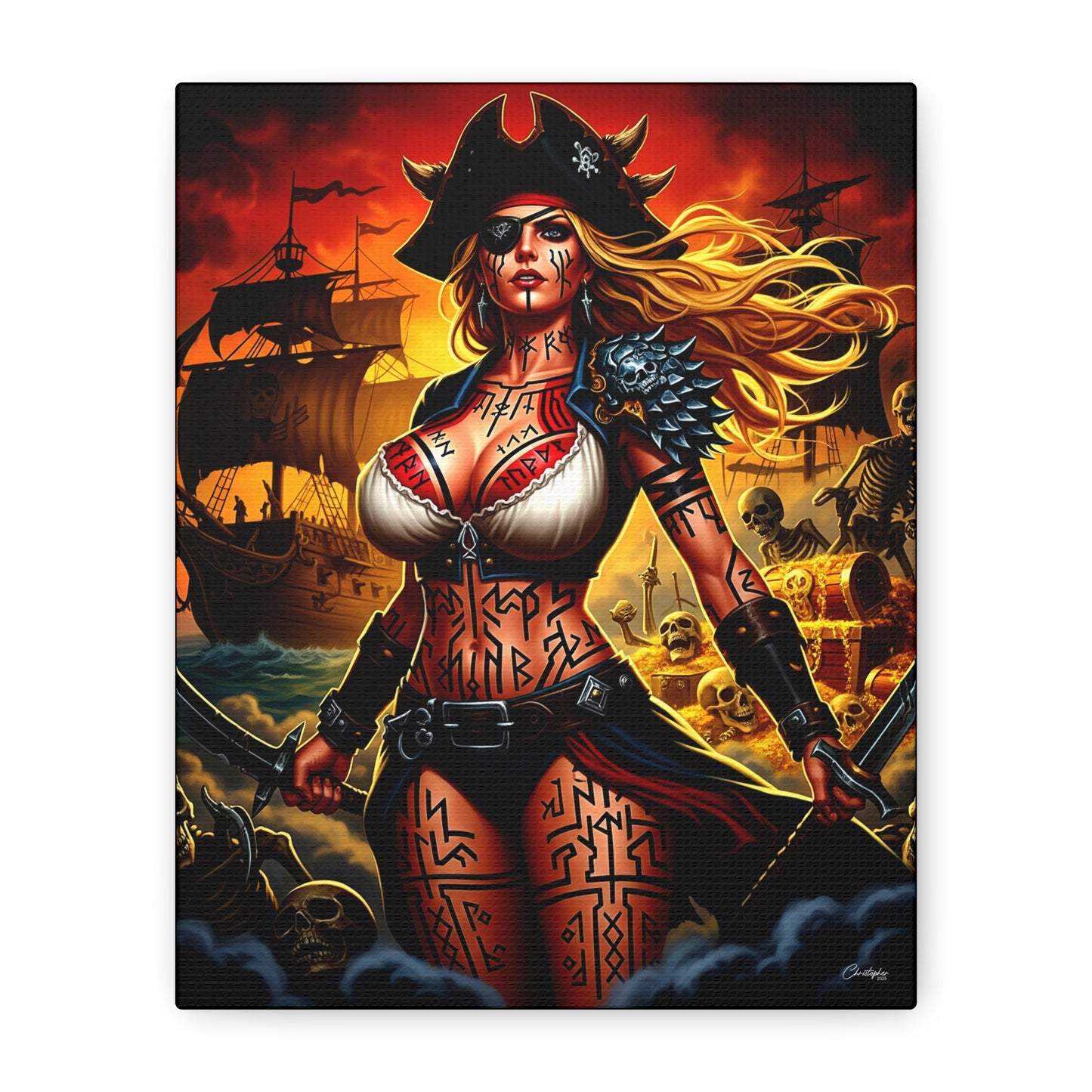 Bold Pirate Canvas Print, Nautical Wall Art, Gothic Home Decor, Pirate Lover Gift, Spooky Halloween Decoration, Adventure Wall Hanging