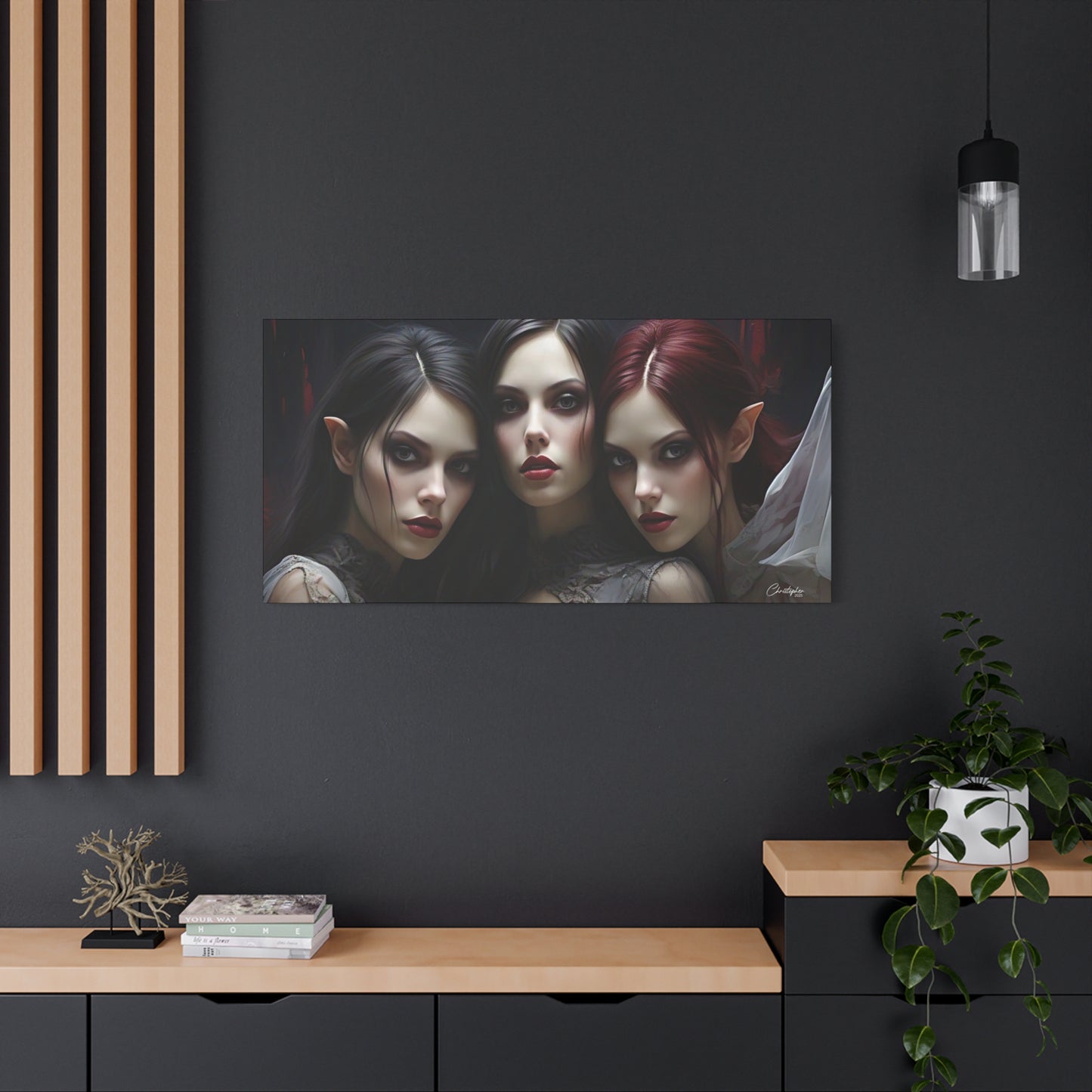 Gothic Wall Art Canvas, Fantasy Home Decor, Unique Gift for Halloween, Witchy Vibe Art, Dark Aesthetic Room Decor