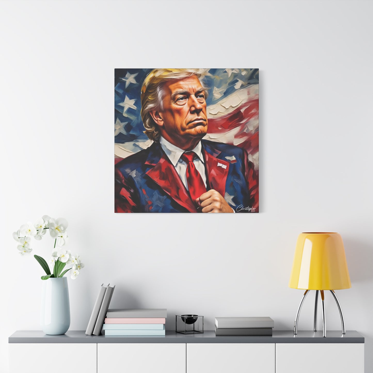 Patriotic Canvas Art, Stretched Wall Decor, Home Office, Gifts for Republicans, Political Enthusiasts, Americana Artwork
