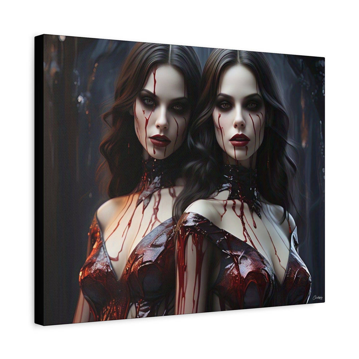 Gothic Vampire Canvas Art, Wall Decor, Horror Artwork, Halloween Home Decor, Spooky Room Accent, Unique Gift Idea